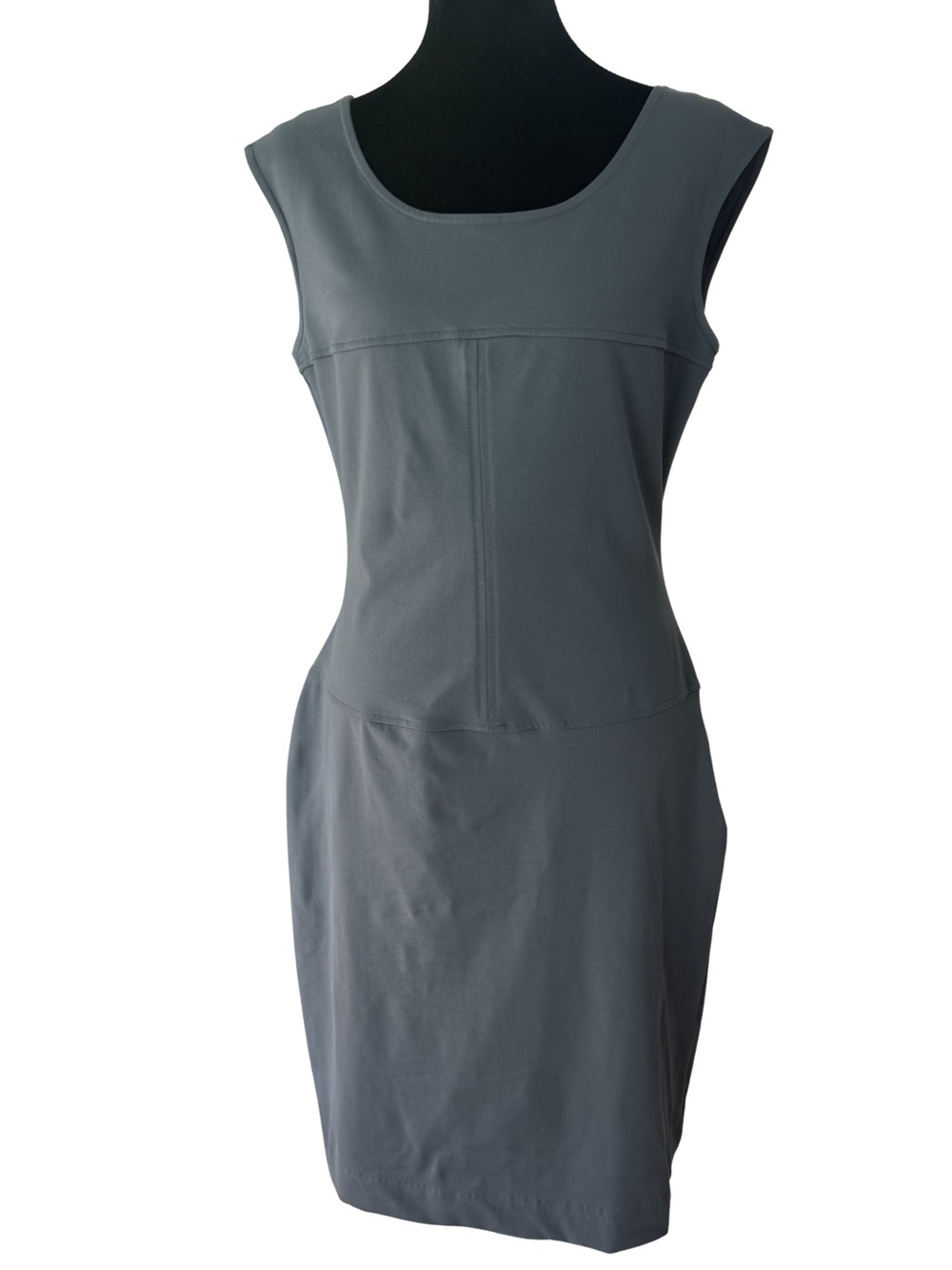 Cynthia Rowley Women’s Gray Fitted Sheath Dress Knee Length Zip Back M